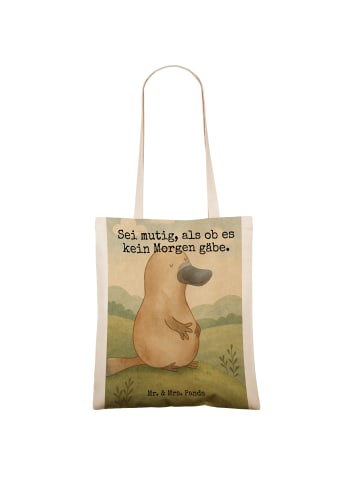 Mr. & Mrs. Panda Schultasche Schnabeltier Mut Design mit Spruch in Weiß