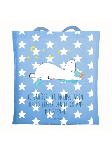 Mr. & Mrs. Panda Shopping Tasche Einhorn Sternenhimmel mit Spruch in Sky Blue