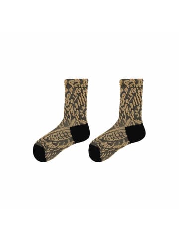MUNADUNA 2er-Pack Vintage-Socken mit 3D-Relief in Khaki