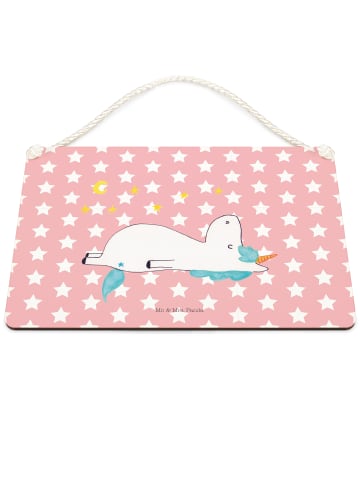 Mr. & Mrs. Panda Schild Einhorn Sternenhimmel ohne Spruch in Rot Pastell