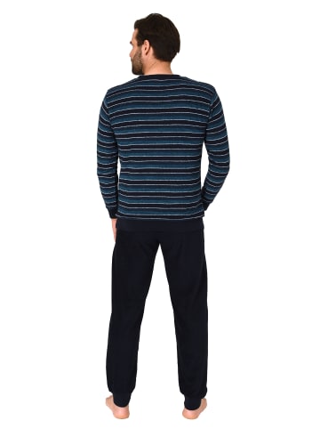 NORMANN Frottee Schlafanzug lang Pyjama RingelMuster - 82383 in marine