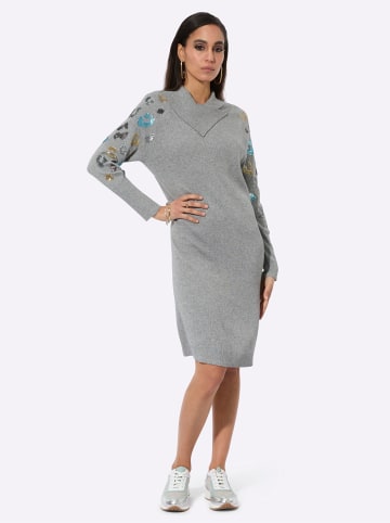 creation L Schurwolle-Viskose-Strickkleid in steingrau-meliert