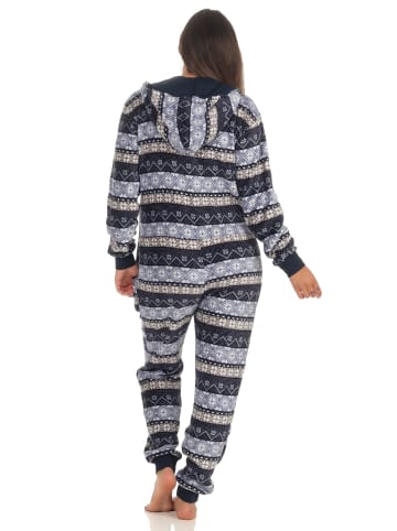 NORMANN Jumpsuit Overall Schlafanzug NorwegerLook Overall Kapuze - 51287 in marine