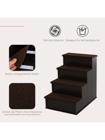 Pawhut Hundetreppe Dunkelbraun 40L x 59B x 54,2H cm