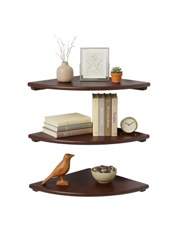 relaxdays Eckregal in Dunkelbraun - (B)25 x (H)3 x (T)25 cm