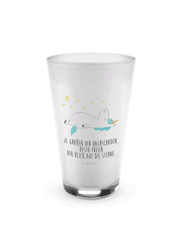 Mr. & Mrs. Panda Longdrinkglas Einhorn Sternenhimmel mit Spruch in Transparent
