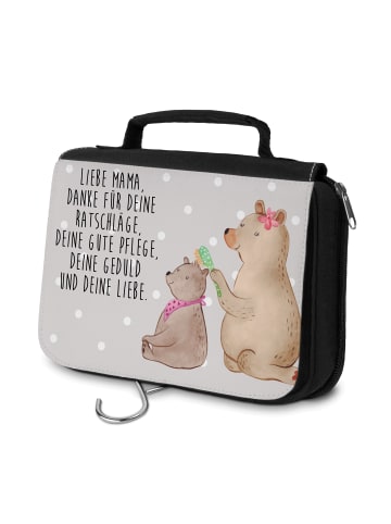 Mr. & Mrs. Panda Waschtasche Bär Kind mit Spruch in Grau Pastell