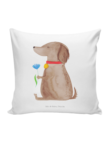 Mr. & Mrs. Panda 40 x 40 Kissen Hund Blume ohne Spruch in Weiß