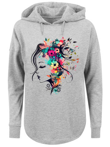 F4NT4STIC Oversized Hoodie Silhouette Bunte Blumen in grau