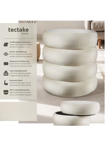 tectake Schminkhocker Altu, gepolstert, Stauraum, 42 x 42 x 47 cm