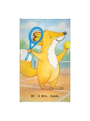 Mr. & Mrs. Panda Handtuch Fuchs Tennis spielen Design ohne Spruch in Weiß