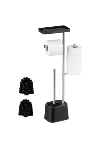 relaxdays WC Garnitur in Schwarz - (B)29 x (H)65,5 x (T)11 cm