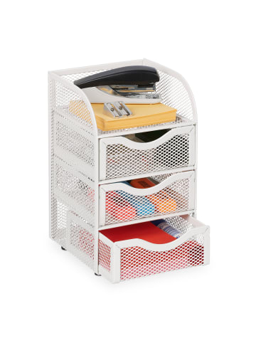 relaxdays Schreibtisch Organizer in Weiß