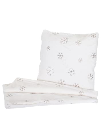 MCW Set Kuscheldecke mit Deko-Kissen Schnee, Standard