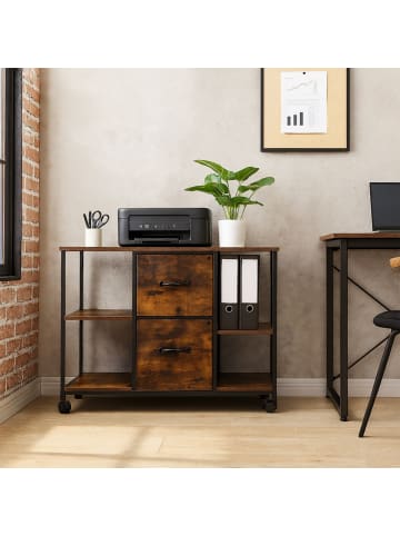 relaxdays Rollcontainer in Braun/Schwarz - (B) 100 x (H) 67 x (T) 40 cm