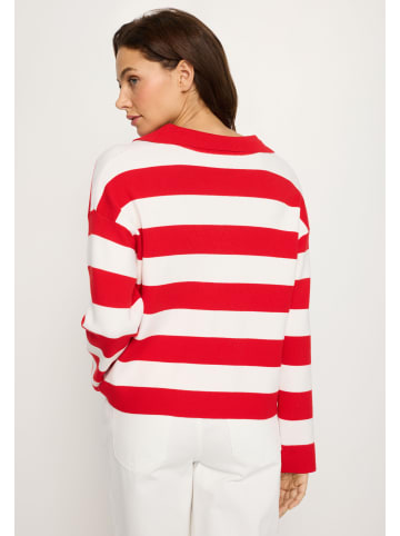 LASCANA Polokragenpullover in rot-weiß