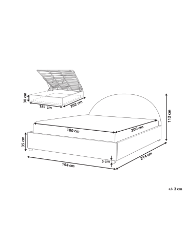 Beliani Doppelbett VAUCLUSE in Weiß - (W) 194 x (H) 112 x (L) 214 cm