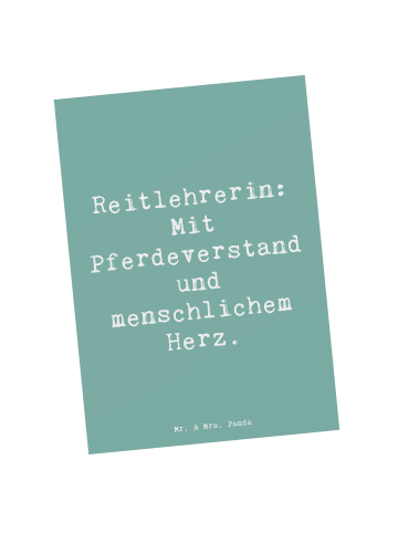 Mr. & Mrs. Panda Postkarte Spruch Reitlehrerin Herz mit Spruch in Meeresbrise