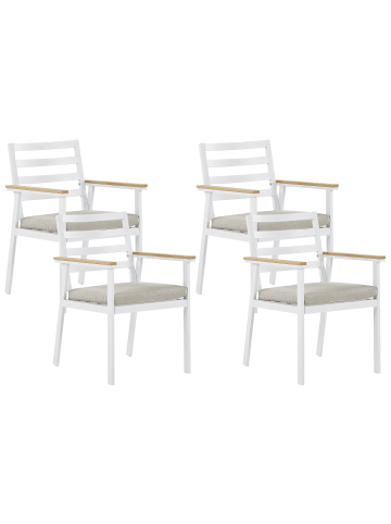 Beliani 4er-Set Gartenstuhl CAVOLI in Weiß/Beige/Braun