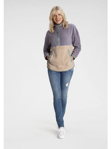 Polarino Fleecepullover in beige-hell lila