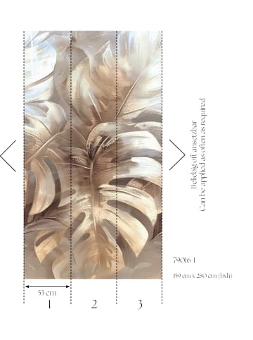 A.S. Création Wandbild Golden Leaves in Champagnerbeige