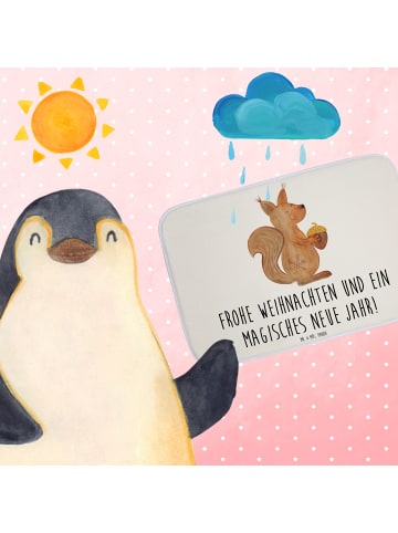 Mr. & Mrs. Panda Badematte Eichhörnchen Weihnachten mit Spruch in Weiß