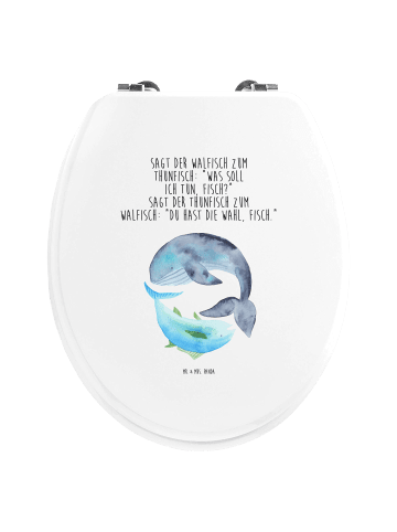 Mr. & Mrs. Panda Holz Toilettensitz Walfisch Thunfisch mit Spruch in Weiß