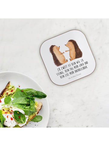 Mr. & Mrs. Panda Bierdeckel Hochzeit Igel mit Spruch in Weiß