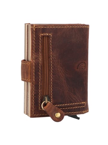 Greenburry Vintage Geldbörse RFID Schutz Leder 8 cm in brown