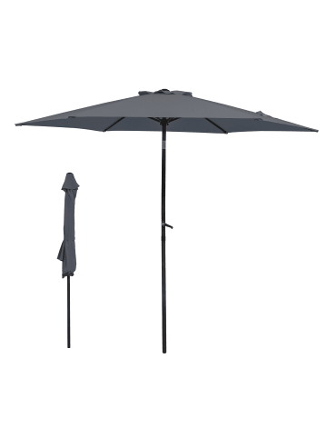 ABRIHOME Sonnenschirm in Grau Ø270 cm knickbar für Garten Balkon Strand