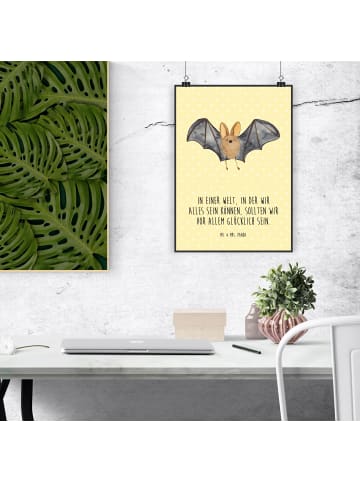 Mr. & Mrs. Panda Artprint Fledermaus Flügel mit Spruch in Gelb Pastell