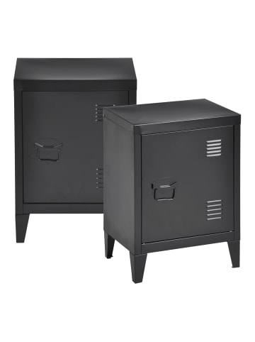 en.casa Nachtschrank Inari 2VE in Schwarz (H)57cm (B)40cm (T)30cm