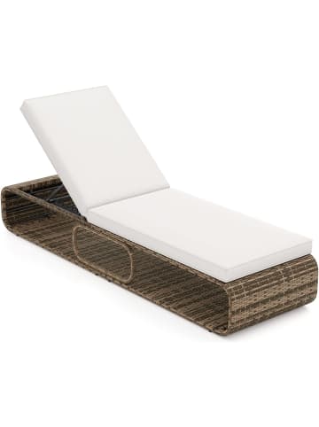 COSTWAY Sonnenliege Gartenliege Polyrattan mit Auflage in Weiß