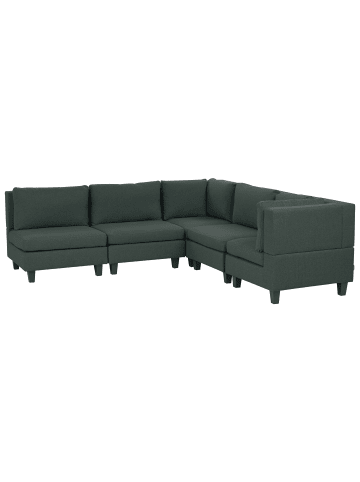 Beliani 5-tlg Ecksofa UNSTAD in Grün/Schwarz