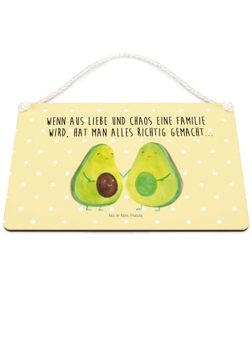Mr. & Mrs. Panda Deko Schild Avocado Pärchen mit Spruch in Gelb Pastell