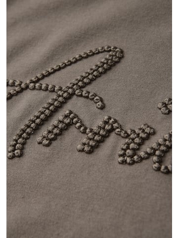 Street One Shirt mit Wording-Stickerei in Braun