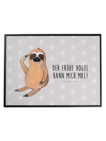 Mr. & Mrs. Panda Schreibtischunterlage Faultier Vogel mit Spruch in Grau Pastell