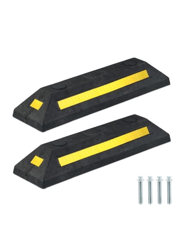 relaxdays 2 x Radstopper in Schwarz/ Gelb - (B)53 x (H)8,5 x (T)14,5 cm