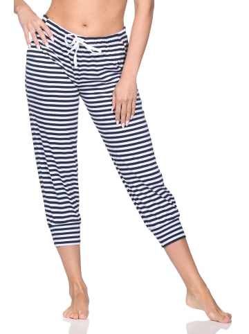 NORMANN Damen Pyjama Capri-Hose kurz Mix & Match in marine
