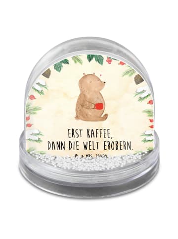 Mr. & Mrs. Panda Weihnachts Schneekugel Bär Kaffee mit Spruch in Naturpapier