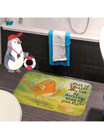 Mr. & Mrs. Panda Badvorleger Rotkehlchen Federn Design mit Spruch in Weiß