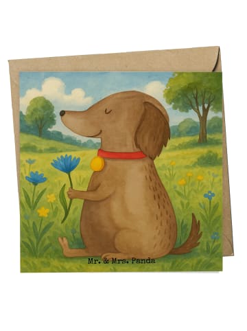 Mr. & Mrs. Panda Glückwunschkarte Hund Blume Design ohne Spruch in Weiß
