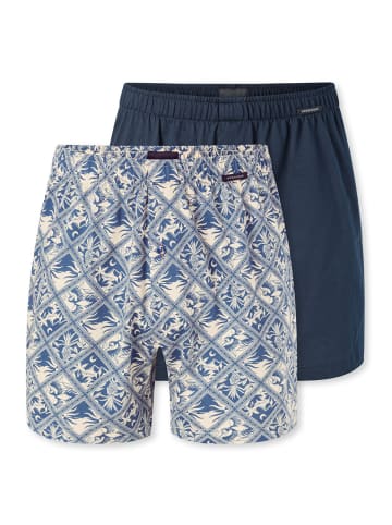 Schiesser Boxer Boxershorts in dunkelblau, hell-gelb