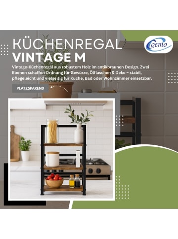 Mein-Regal Küchenregal Vintage aus Holz mit Metallrahmen in Dunkelbraun