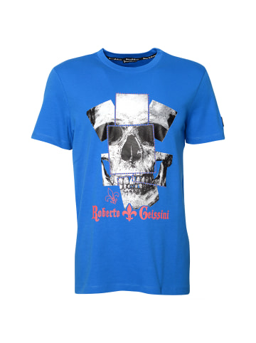 Roberto Geissini Skull-Cards T-Shirt Blau