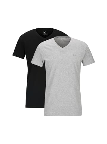 19v69 Italia T-Shirts Michelangelo V-Ausschnitt Schwarz/Grau 2er-Pack in schwarz