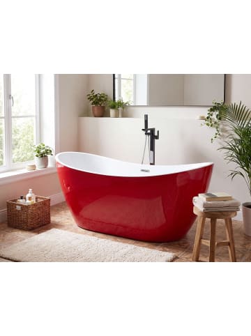 Beliani 2-tlg Freistehende Badewannen ANTIGUA in Rot/Weiß/Silber