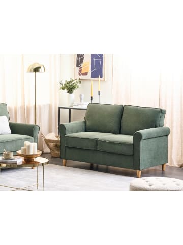 Beliani 2-Sitzer Sofa RONNEBY in Grün/Braun - (W) 140 x (H) 88 x (L) 78 cm