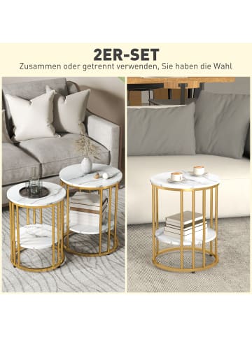 HOMCOM Couchtisch Set-45L x 45B x 55H cm-Weiß