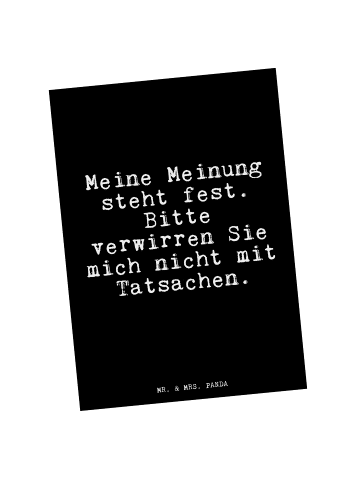 Mr. & Mrs. Panda kunstkarte Meine Meinung steht fest.... mit Spruch in Schwarz